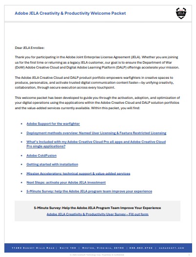 Adobe JELA Creativity & Productivity Welcome Packet