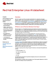 Red Hat Enterprise Linux AI Datasheet