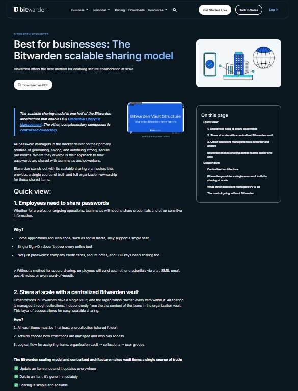 The Bitwarden Scalable Sharing Model