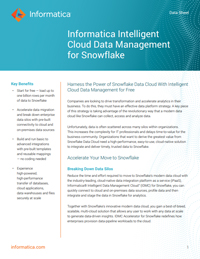 Informatica Intelligent Cloud Data Management for Snowflake