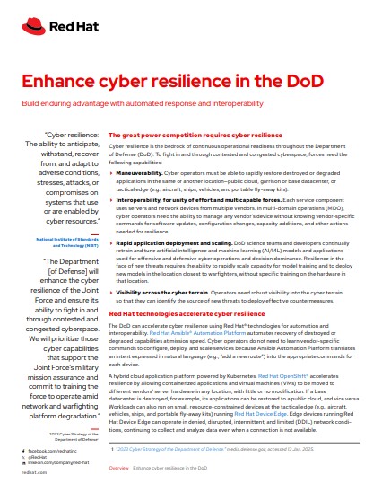 Enhance Cyber Resilience in the DoD