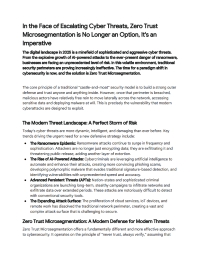 Why Should Customers Implement Zero Trust Microsegmentation