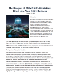 The Dangers of CMMC Self-Attestation: Don’t Lose Your Entire Business