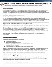 Secure Federal Mobile Communications: BlackBerry SecuSUITE Defense-Grade, Interoperable Communications Across Agencies and Partner Nations