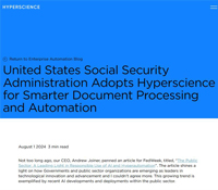 United States Social Security Administration Adopts Hyperscience for Smarter Document Processing and Automation