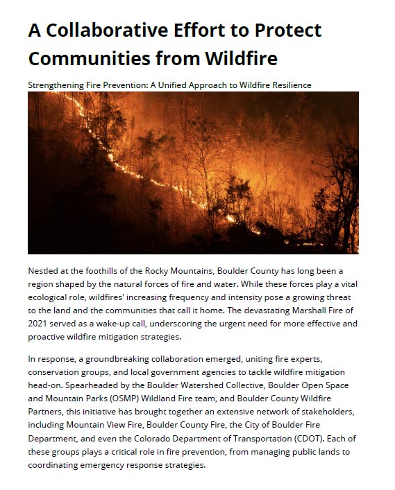 A Collaborative Effort to Protect Communities from Wildfire