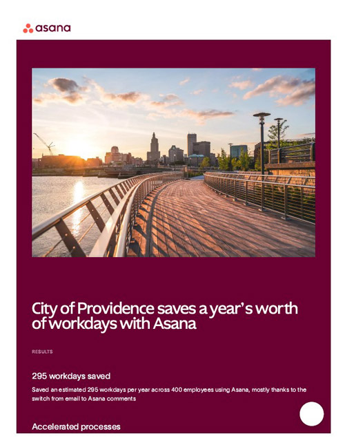 The City of Providence Saves a Year's Worth of Workdays with Asana