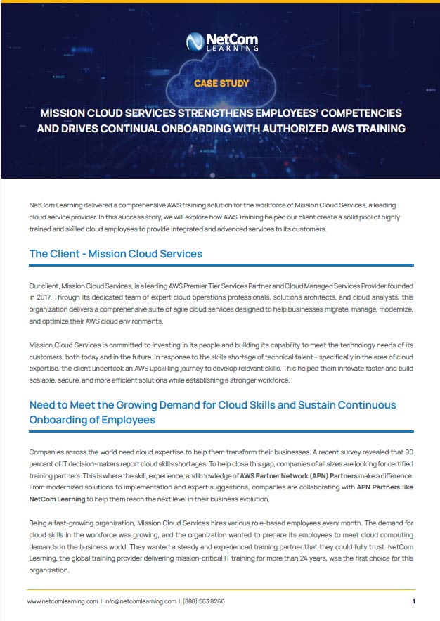 Mission Cloud Services Strengthens Employees' Competencies and Drives Continual Onboarding With Authorized AWS Training