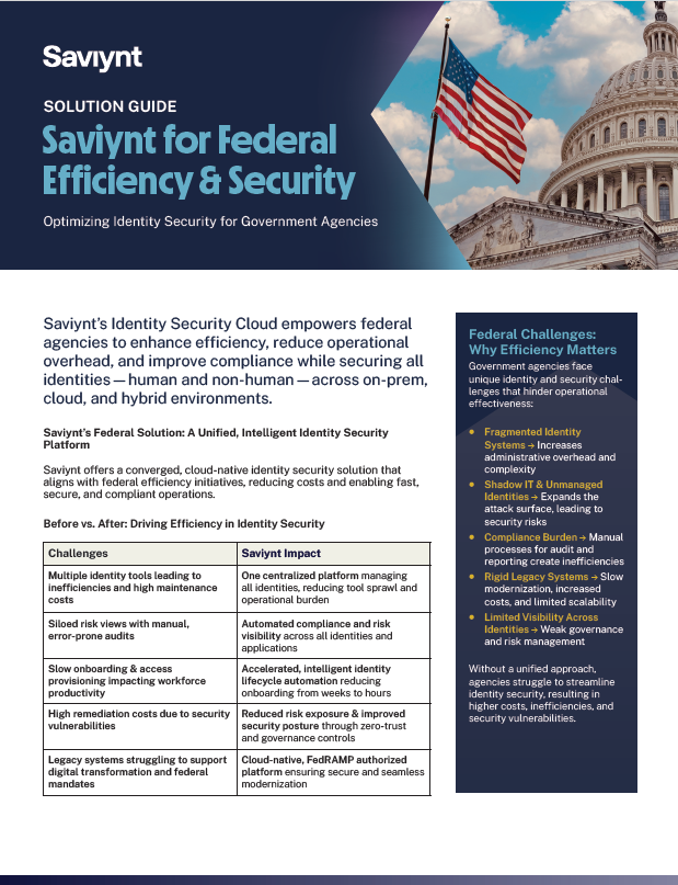 Saviynt for Federal Efficiency & Security