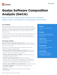 Qualys Software Composition Analysis (SwCA)