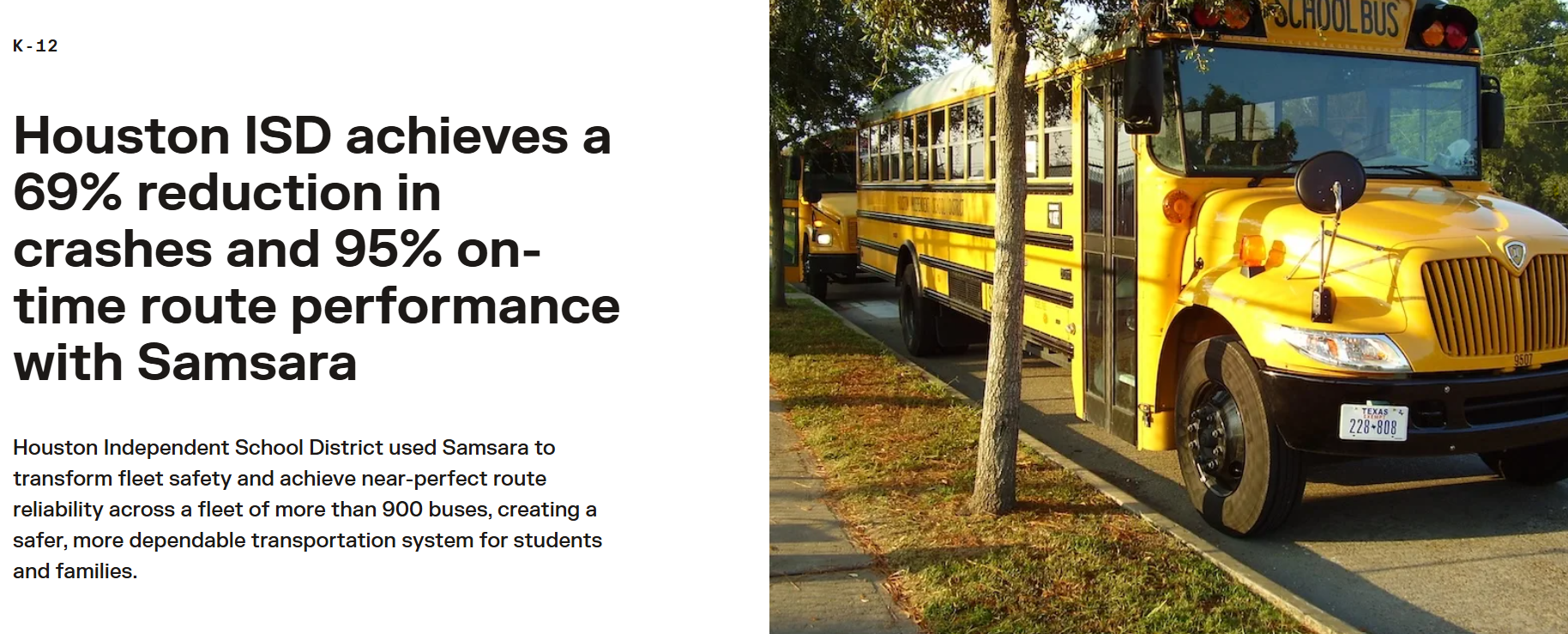 Houston ISD Achieves a 69% Reduction in Crashes and 95% On-Time Route Performance with Samsara