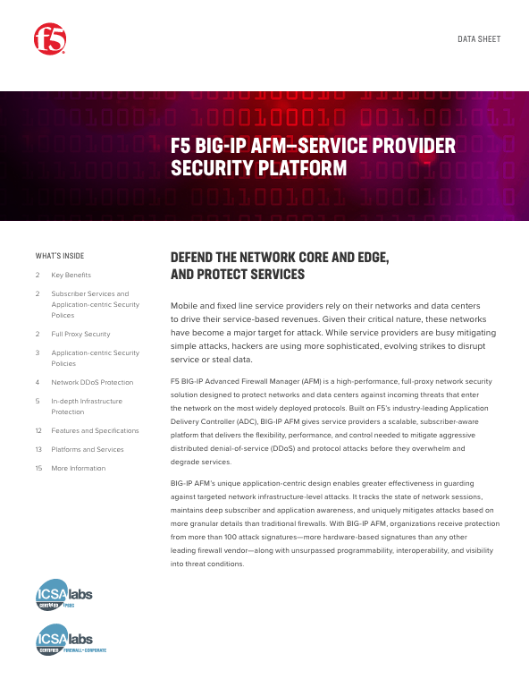 F5 BIG-IP AFM: Service Provider Security Platform