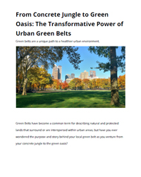 From Concrete Jungle to Green Oasis: The Transformative Power of Urban Green Belts