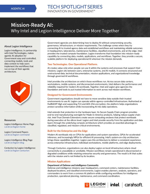 Tech Spotlight: Mission-Ready AI: Why Intel and Legion Intelligence Deliver More Together