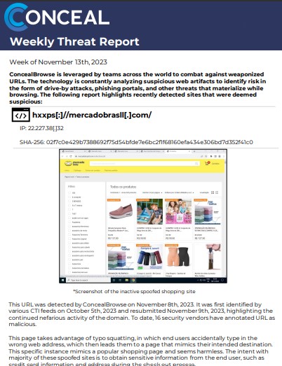 Conceal Threat Report 11-13-23