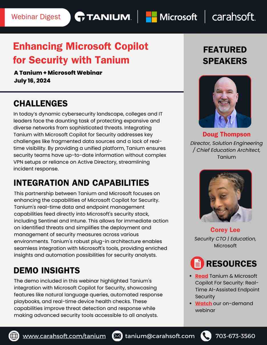 Webinar Digest: Enhancing Microsoft Copilot for Security with Tanium