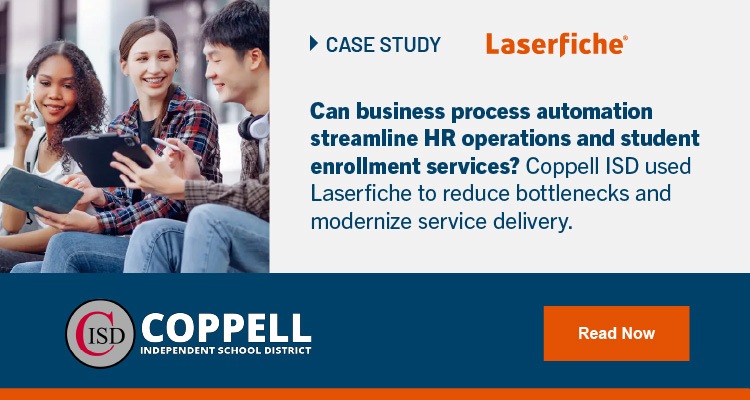 Can business process automation streamline HR operations and student enrollment services? Coppell ISD used Laserfiche to reduce bottlenecks and modernize service delivery.