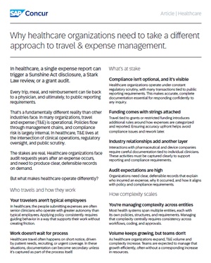 Why healthcare organizations need to take a different approach to travel & expense management
