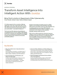 DoW: Transform Asset Intelligence Into Intelligent Action with the Axonius Asset Cloud