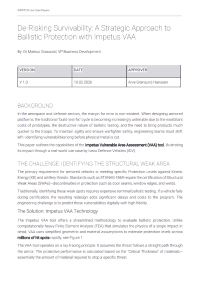 De-Risking Survivability: A Strategic Approach to Ballistic Protection with Impetus VAA