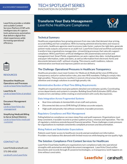 Tech Spotlight Laserfiche Healthcare Compliance Graphic