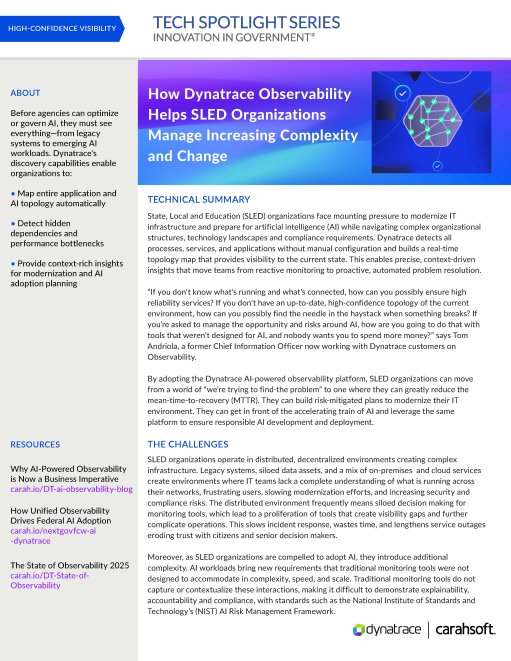 Tech Spotlight Dynatrace Observability SLED Graphic
