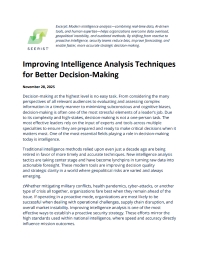 Improving Intelligence Analysis Techniques for Better Decision-Making