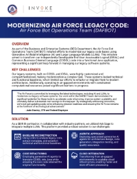 Modernizing Air Force Legacy Code: Air Force Bot Operations Team (DAFBOT)