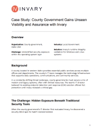 Case Study: County Government Gains Unseen Visibility and Assurance with Invary