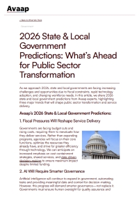 2026 State & Local Government Predictions: What’s Ahead for Public Sector Transformation