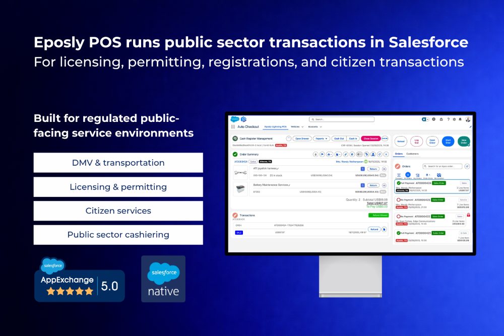 Salesforce-native point-of-sale (POS) for public sector transactions