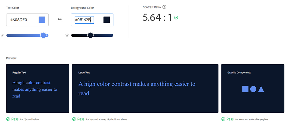 correct color contrast passing on adobe contrast tool