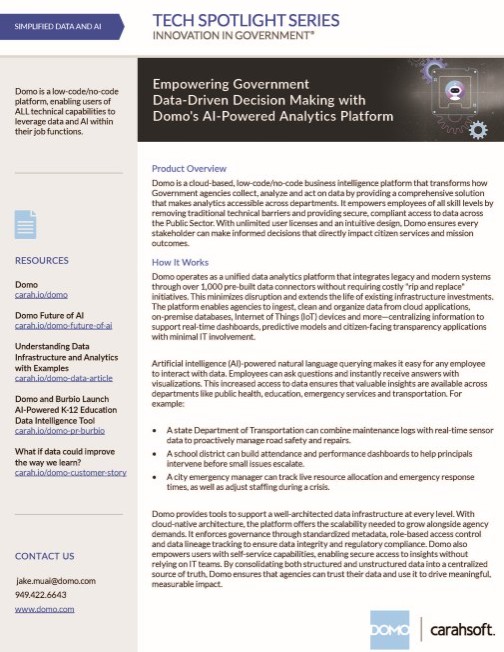 Empowering Government Data-Driven Decision Making with Domo's AI-Powered Analytics Platform