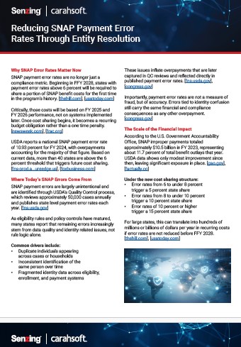 Reducing SNAP Payment Error Rates Through Entity Resolution